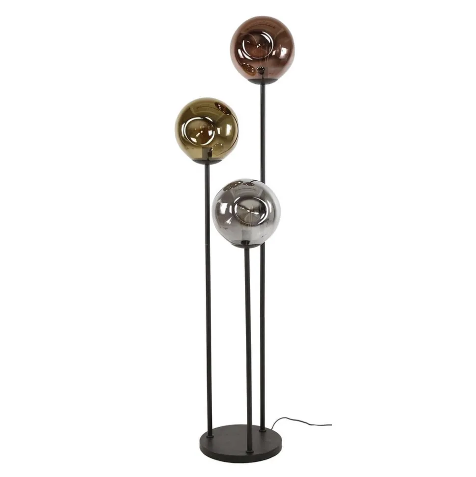 Stellar gulvlampe, 3 lyskilder, glas, metal, flerfarvet