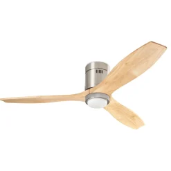 Stem LED loftventilator, lyst træ, DC støjsvag, Ø 137 cm CCT
