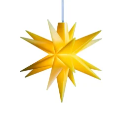 STERNTALER LED-stjerne, gul, Ø 8 cm, 18 takker, IP44 batteri