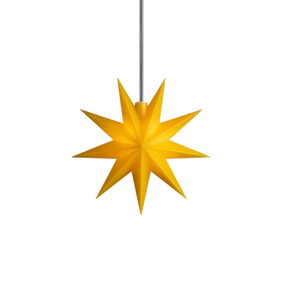 STERNTALER LED-stjerne, gul, Ø 15 cm, 9-takket, IP44 batteri