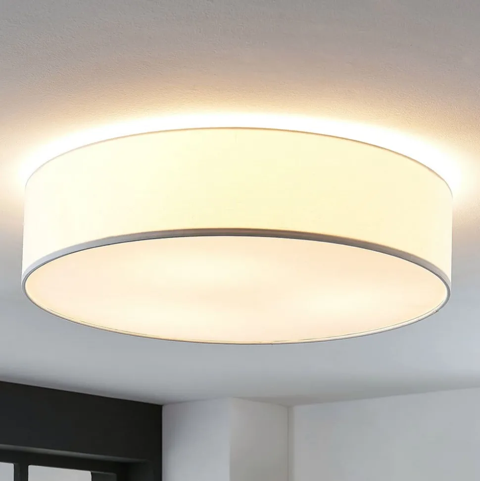 Stof-loftlampe Gordana i hvid, 57 cm