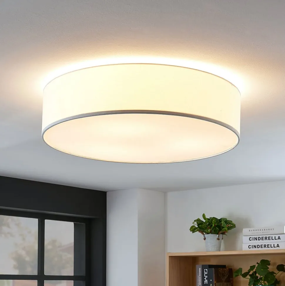 Stof-loftlampe Gordana i hvid, 57 cm