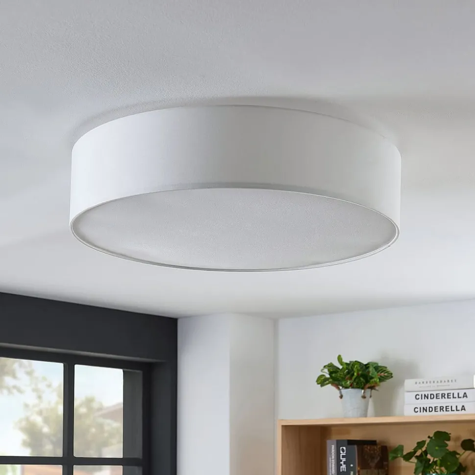 Stof-loftlampe Gordana i hvid, 57 cm