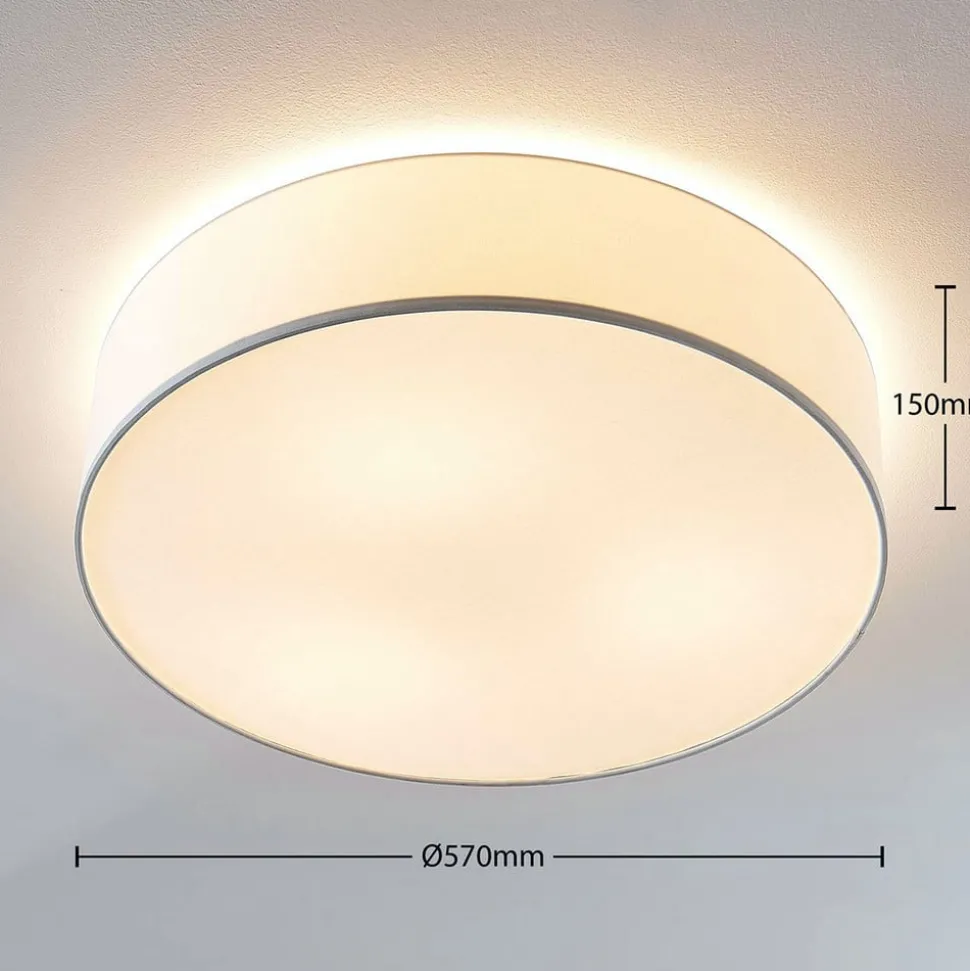Stof-loftlampe Gordana i hvid, 57 cm