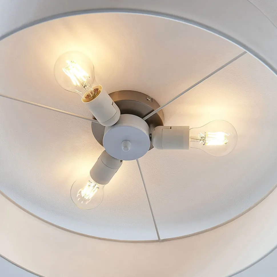 Stof-loftlampe Gordana i hvid, 57 cm