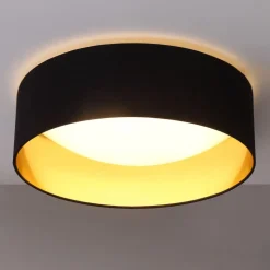 Stof loftslampen Coleen i sort, gylden inden i
