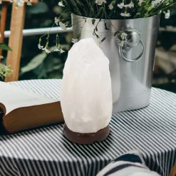 Stone bordlampe, saltkrystal, hvid