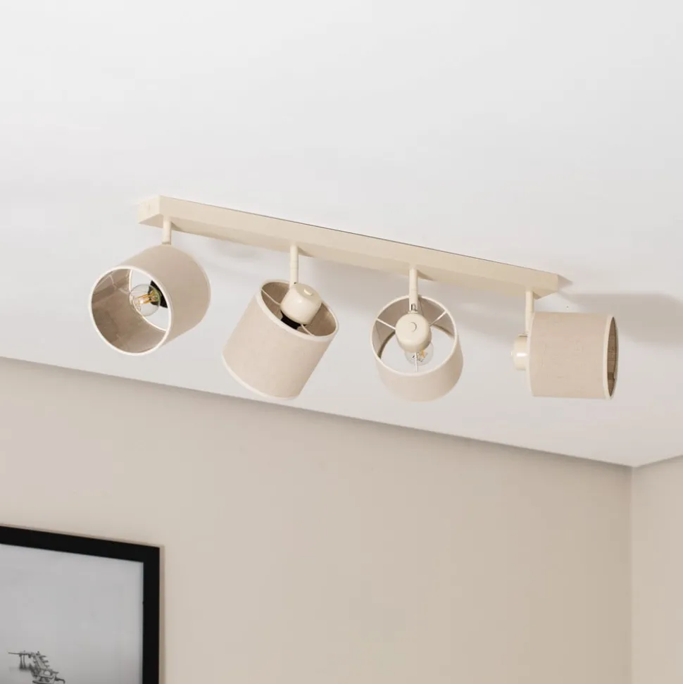 Suerte loftlampe, cremehvid, hørtekstil, 4 lyskilder