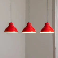Sven hængelampe, 3 lyskilder, rød, stål, E27
