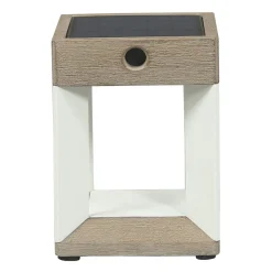 Teckalu LED-bordlampe med solcelle, hvid/lyst træ