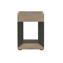 Teckalu LED-bordlampe med solcelle, sort/lyst træ