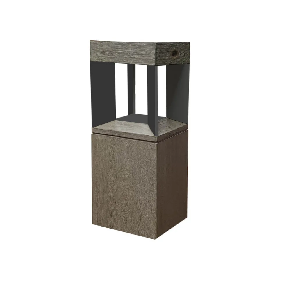 Teckalu LED-sokkellampe solcelle sensor teak/sort
