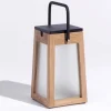 Tecka soldrevet LED-lanterne, bærbar, 25 cm, teak