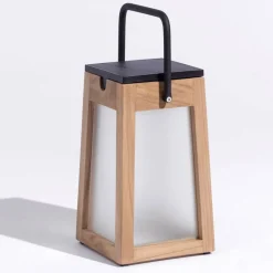 Tecka soldrevet LED-lanterne, bærbar, 25 cm, teak