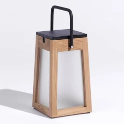 Tecka soldrevet LED-lanterne, bærbar, 25 cm, teak