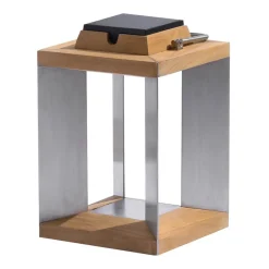 Teckinox LED-solcellelanterne, teak/stål, 36,5 cm