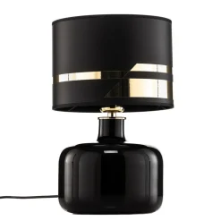 Tekstil bordlampe Bodo, sort-guld