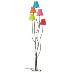Tekstil gulvlampe Colori med 5 lyskilder farvet