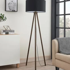 Tekstilgulvlampe Majken - mørkegrå/sort