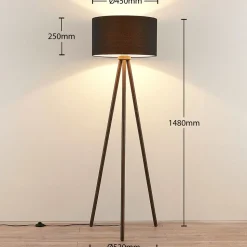 Tekstilgulvlampe Majken - mørkegrå/sort