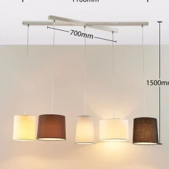 Tekstil hængelampe Hermina, 5 lyskilder