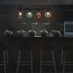 Telesto pendellampe med glasskærme, 4 lyskilder
