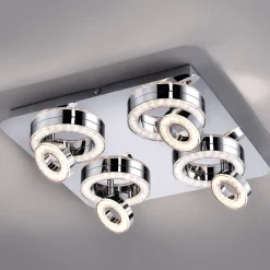 Tim kvadratisk LED-loftlampe, med 8 ringe