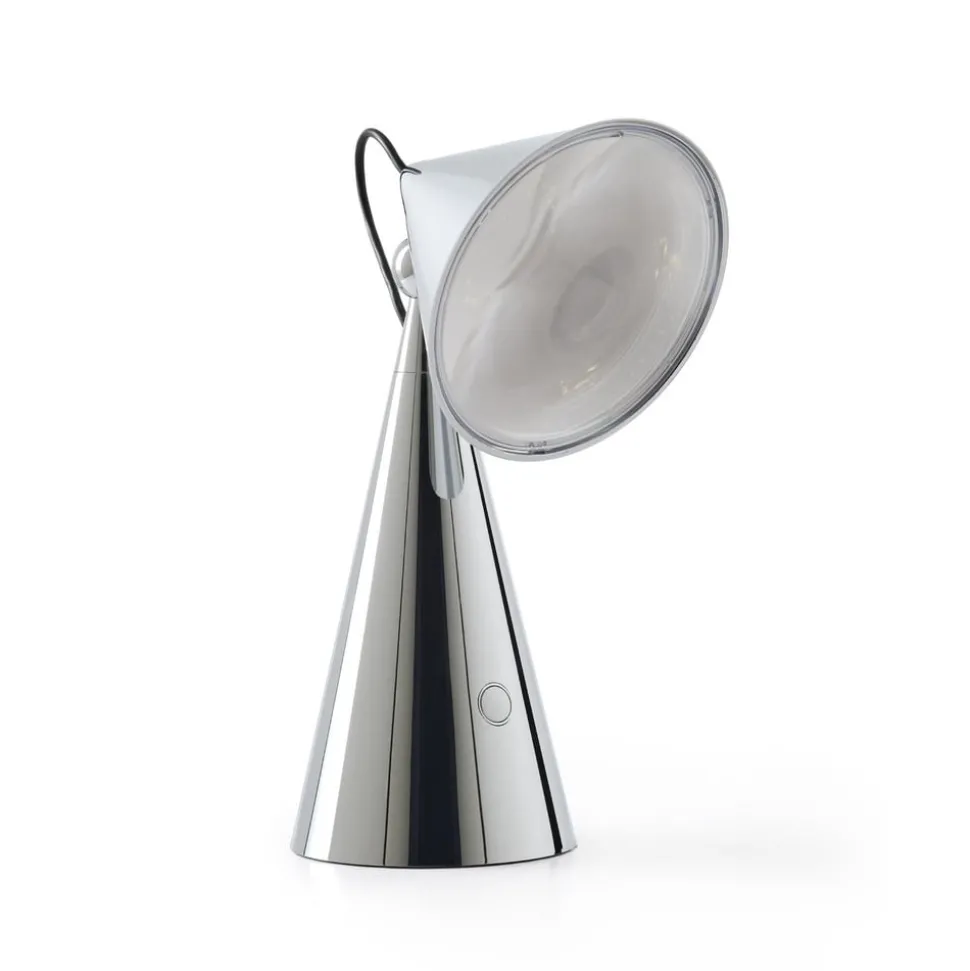 Tom Dixon LED-bordlampe Pose, sølvfarvet, højde 25 cm