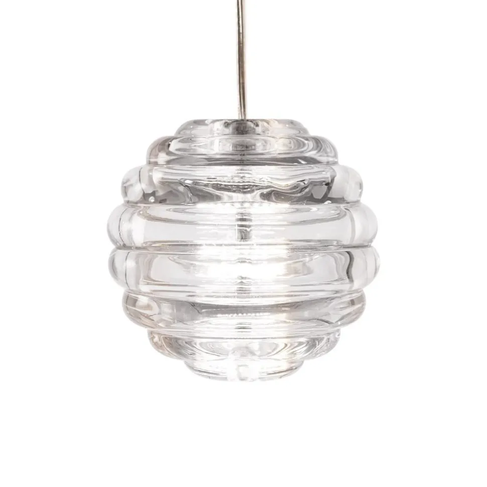 Tom Dixon LED-hængelampe Press Sphere, klar, Ø 14 cm, 927