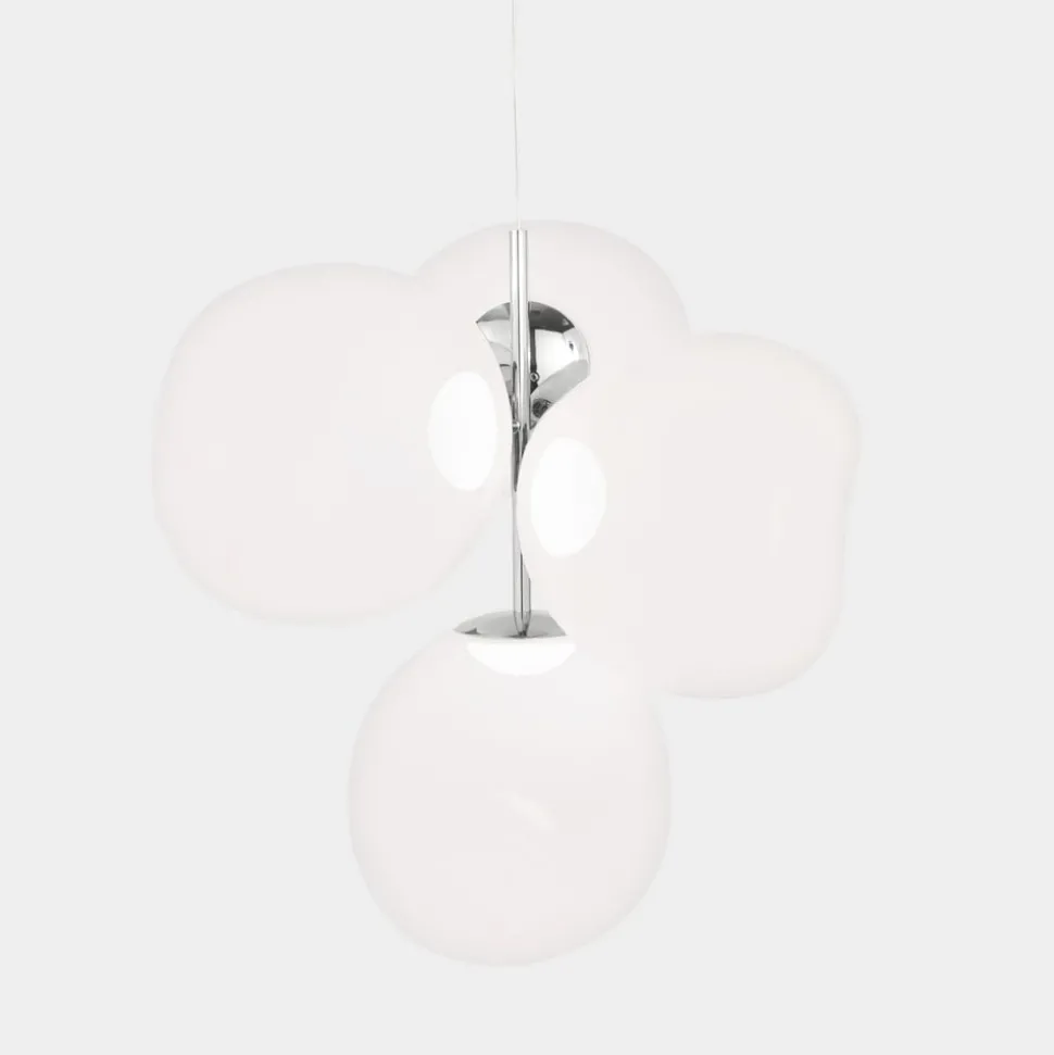 Tom Dixon LED-lysekrone Melt Chandelier opal/kromfarvet