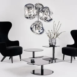Tom Dixon LED-lysekrone Melt Chandelier, røggrå