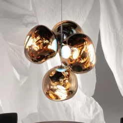 Tom Dixon LED-lysekrone Melt Chandelier, guldfarvet