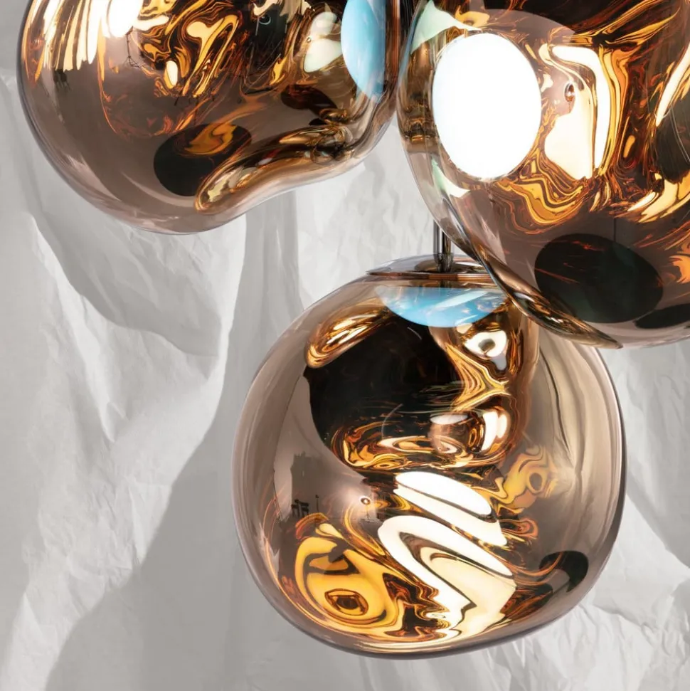 Tom Dixon LED-lysekrone Melt Chandelier, guldfarvet