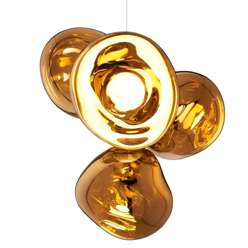 Tom Dixon LED-lysekrone Melt Chandelier, guldfarvet