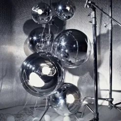 Tom Dixon Mirror Ball Floor Chandelier, sølvfarvet, 182 cm