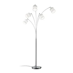 Tommy gulvlampe, nikkel/hvid, højde 200 cm, 5-lys, stof