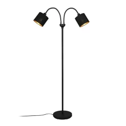 Tommy gulvlampe, sort/guld, højde 130 cm, 2-lys stof