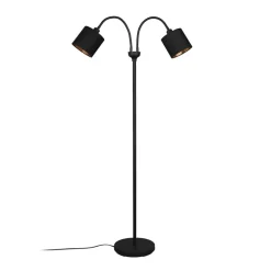 Tommy gulvlampe, sort/guld, højde 130 cm, 2-lys stof