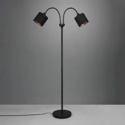Tommy gulvlampe, sort/guld, højde 130 cm, 2-lys stof