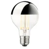 topforspejlet LED-pære Globe 80, sølv, E27, 3,5 W, 2.700 K