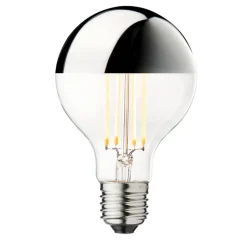 topforspejlet LED-pære Globe 80, sølv, E27, 3,5 W, 2.700 K