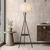 Tora gulvlampe, sort/hvid, tekstil, højde 158 cm stativ