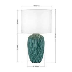 Tortuga bordlampe, grøn/hvid, højde 49,5 cm, keramik/lin