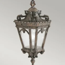 Tournai udendørs hængelampe, Ø 19 cm, bronze, aluminium, glas