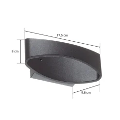 Trame LED-væglampe, oval form i sort