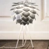 Trebenet bordlampe Silvia mini med skærm i stål