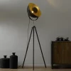 Trebenet gulvlampe Lenn, sort-guld