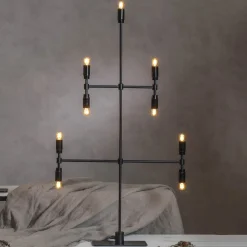 Twice lysestage, sort, 9 lyskilder, 91 cm