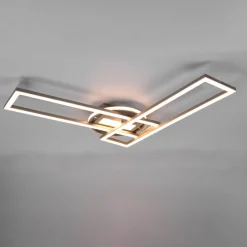 Twister LED-loftlampe, drejelig, fjernbetj. nikkel