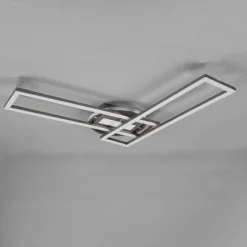 Twister LED-loftlampe, drejelig, fjernbetj. nikkel